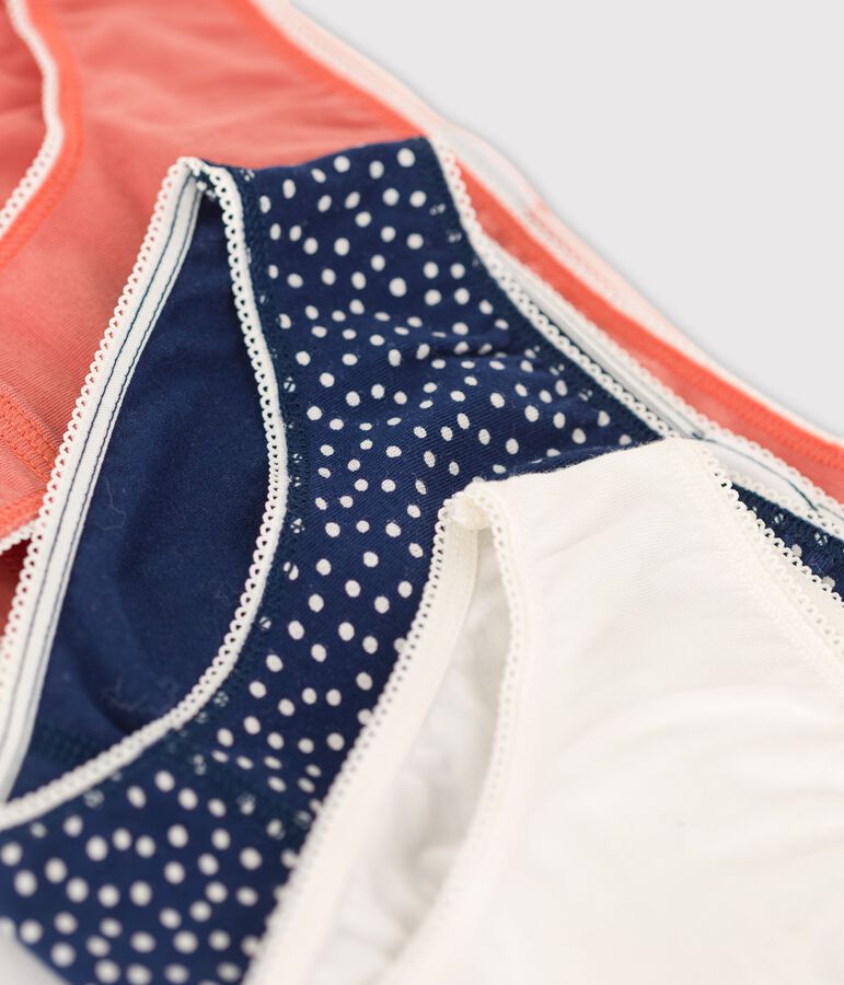 Lot de 3 culottes &agrave; pois petite fille en coton et &eacute;lasthanne multicouleur