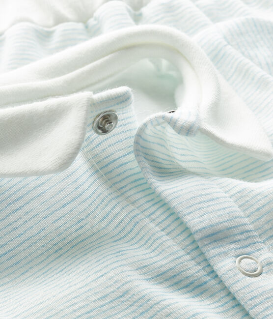 Ensemble 2 pièces bébé garçon en côte blanc MARSHMALLOW/bleu JASMIN