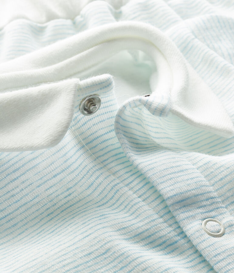 Ensemble 2 pi&egrave;ces b&eacute;b&eacute; gar&ccedil;on en c&ocirc;te blanc MARSHMALLOW/bleu JASMIN