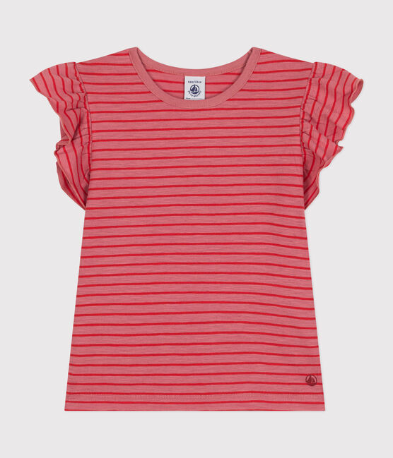 Tee-shirt manches courtes en jersey enfant fille rose ROSEWOOD/ AURORA