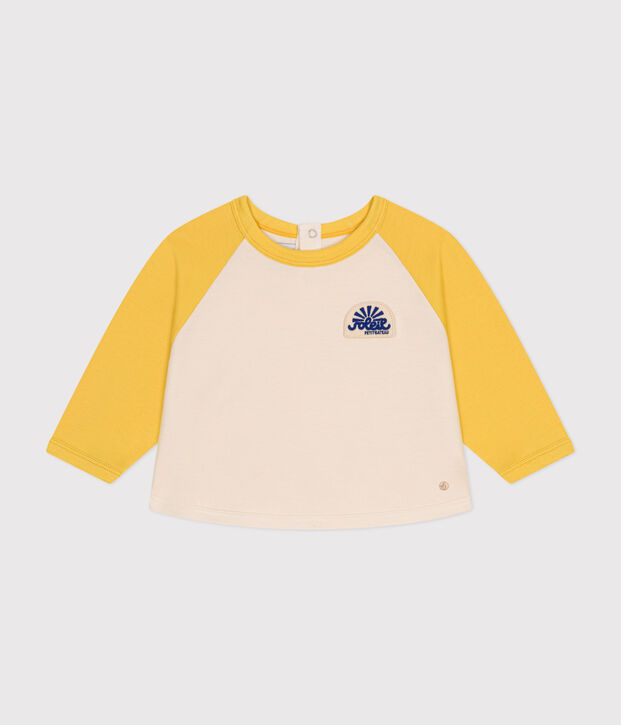Sweatshirt en molleton l&eacute;ger b&eacute;b&eacute; &eacute;cru/jaune