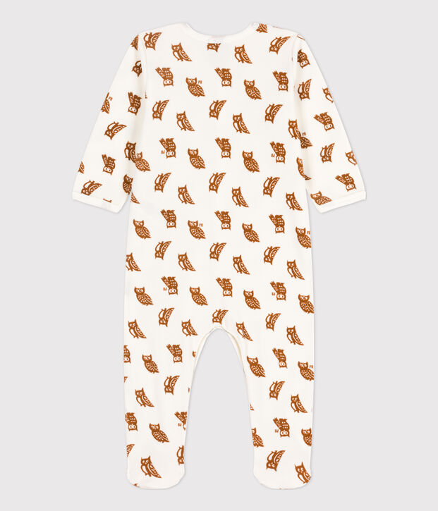 Dors-bien hiboux b&eacute;b&eacute; en velours blanc/marron