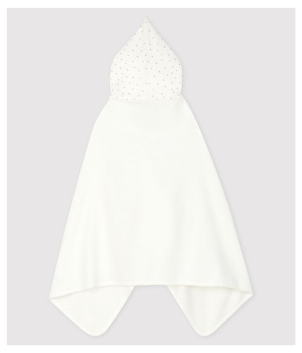 Cape de bain b&eacute;b&eacute; en bouclette &eacute;ponge en coton biologique blanc/gris