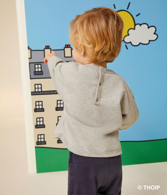 Sweatshirt Monsieur Madame en molleton bébé gris CHATON CHINE