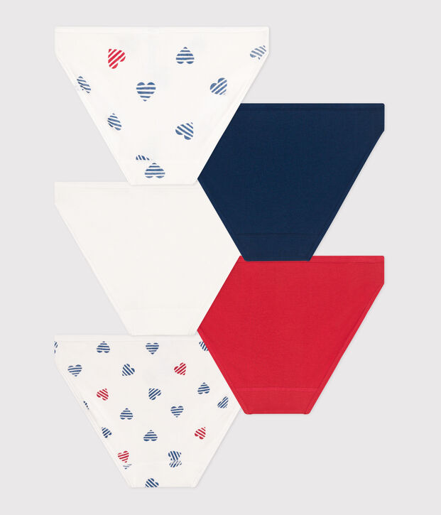 Lot de 5 culottes femme en coton imprim&eacute; c&oelig;urs multicouleur