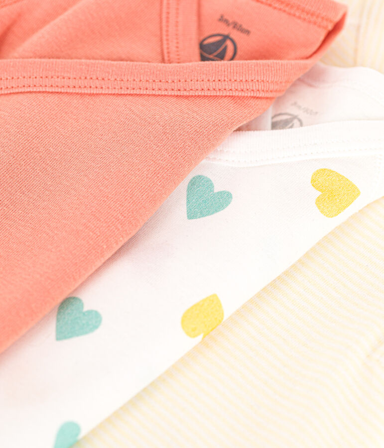 Lot de 3 bodies crois&eacute;s manches courtes en coton coeur b&eacute;b&eacute; variante 1