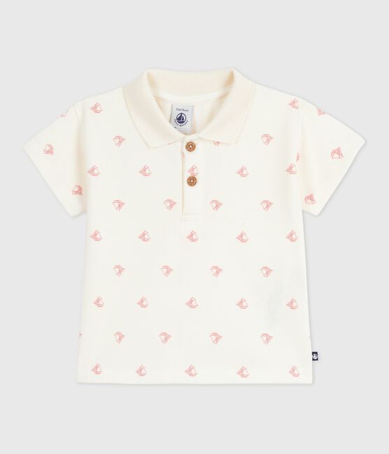 Polo bébé en coton à manches courtes imprimé bateaux vintage rouge MILK/ POMPEI