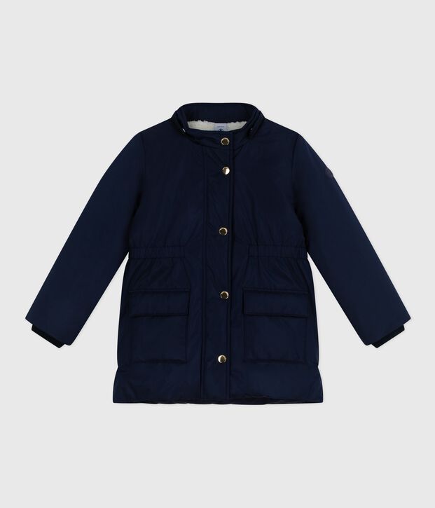 Parka enfant mi-longue unie bleu marine