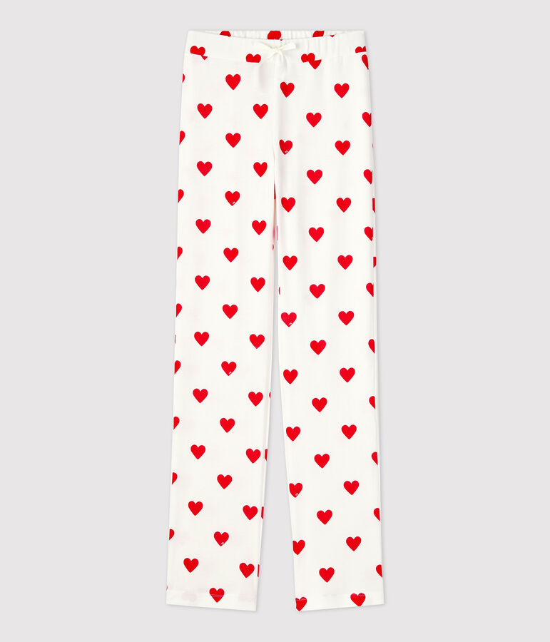 Pantalon en coton BIO Femme blanc MARSHMALLOW/rouge TERKUIT