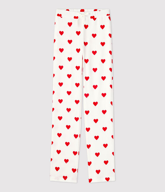 Pantalon en coton BIO Femme blanc MARSHMALLOW/rouge TERKUIT