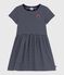 Robe enfant en coton manches courtes rayée bleu SMOKING/blanc MARSHMALLOW