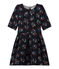 Robe fille manches 3/4 en tubique matelassé bleu SMOKING/blanc MULTICO