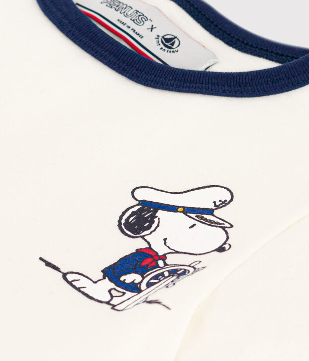 Robe manches courtes en coton enfant fille bleu/blanc