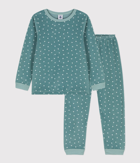 Pyjama étoile en velours enfant bleu BRUT/blanc MARSHMALLOW