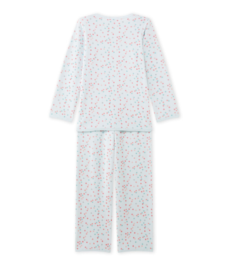 Pyjama fille en bouclette velours bleu BOCAL/blanc MULTICO