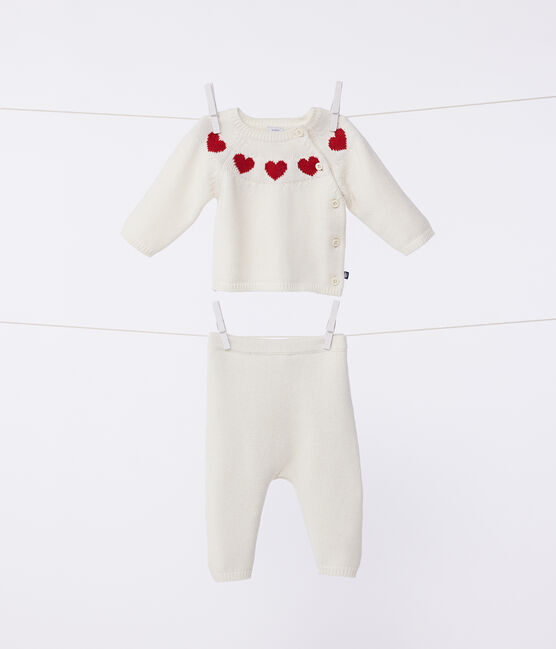 Ensemble 2 pièces en tricot bébé rouge MARSHMALLOW/blanc CORRIDA