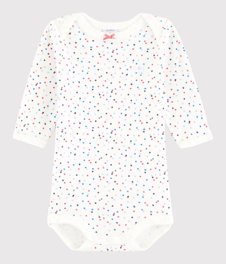 Body manches longues b&eacute;b&eacute; fille blanc/multicouleur