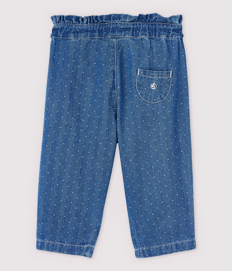 Pantalon en denim clair &agrave; pois b&eacute;b&eacute; fille bleu