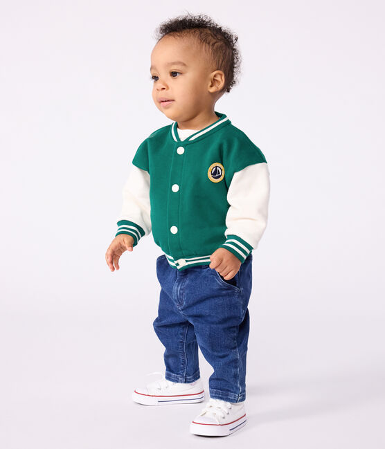Teddy bébé en coton bi-colore vert EVERGREEN/ MILK