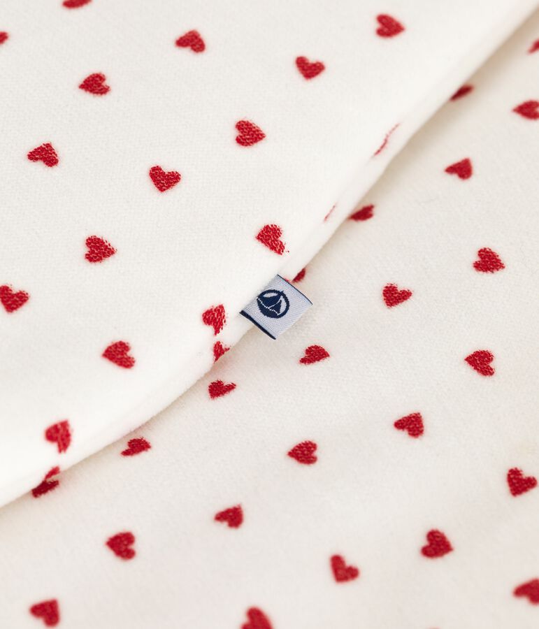 Gigoteuse b&eacute;b&eacute; en velours imprim&eacute; coeurs TOG 3 blanc MARSHMALLOW/rouge TERKUIT