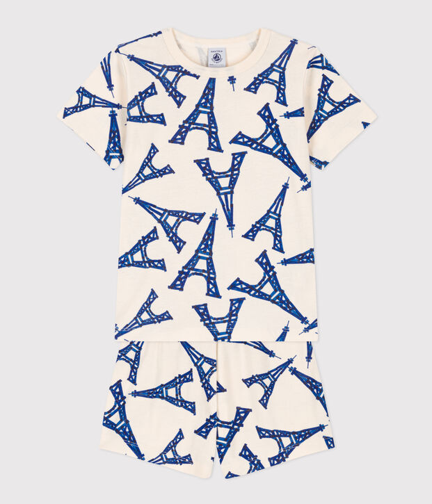 Pyjacourt Paris en coton enfant &eacute;cru/multicouleur