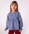 Blouse enfant en velours manches longues imprimée bleu ADRIATIC/ MULTICO