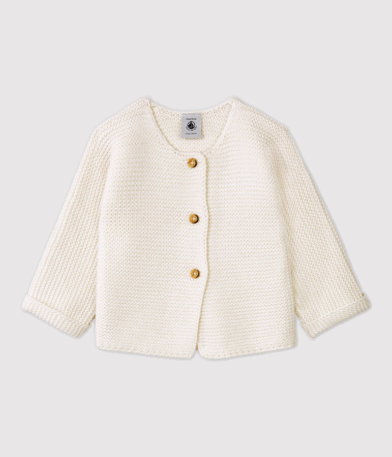 Cardigan laine et coton b&eacute;b&eacute;. blanc