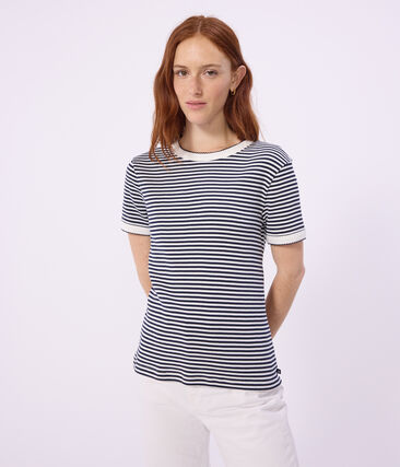 Tee-shirt femme en coton manches courtes à rayures