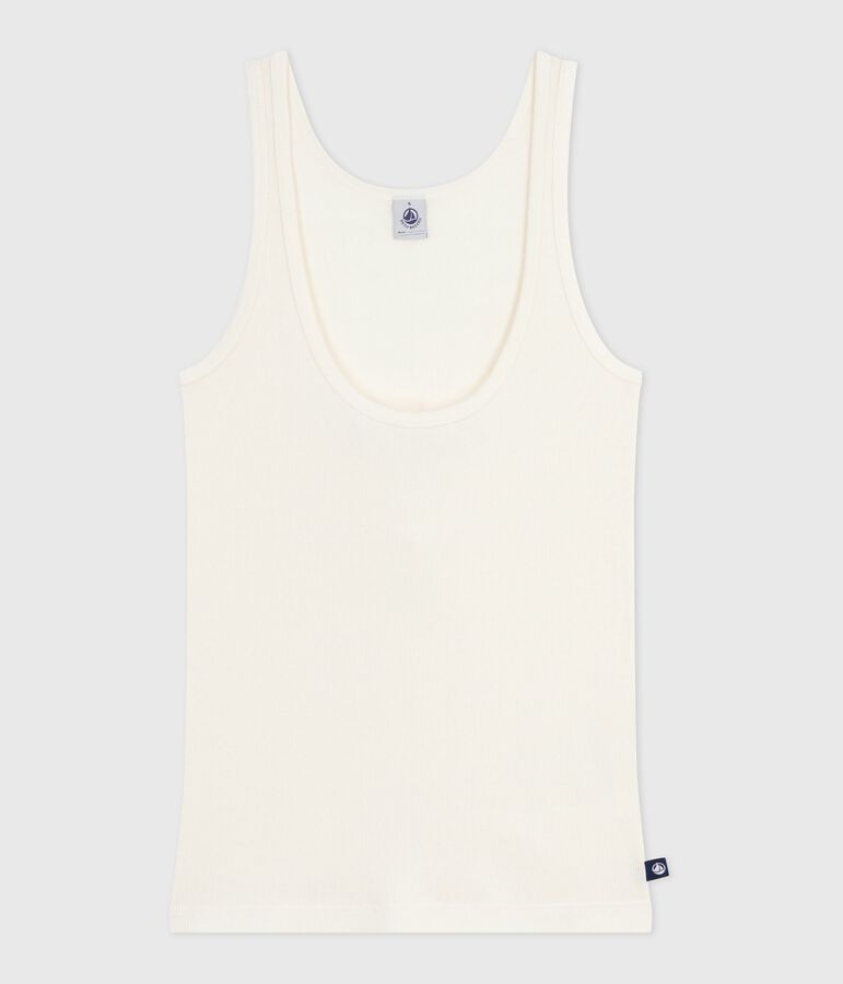 D&eacute;bardeur femme en laine et coton leger &eacute;cru MILK