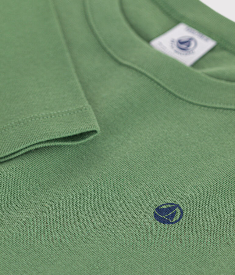 Tee-shirt manches longues en c&ocirc;te enfant fille / gar&ccedil;on vert PALMERAIE