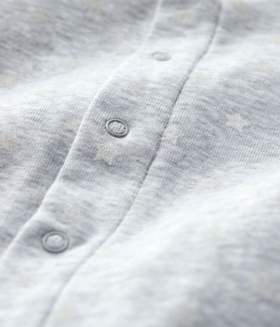 Bodyjama sans pieds bébé en coton biologique gris POUSSIERE/blanc MARSHMALLOW