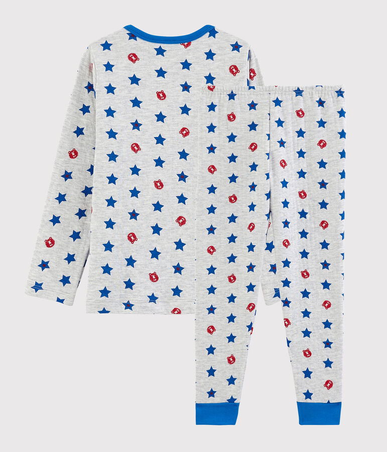 Pyjama gris chin&eacute; &agrave; &eacute;toiles petit gar&ccedil;on en tubique gris/multicouleur