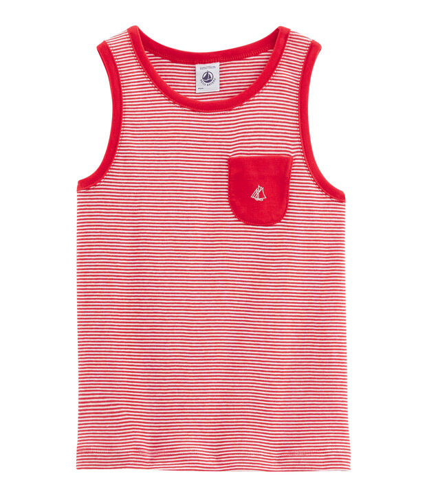 Debardeur enfant garcon rouge/blanc