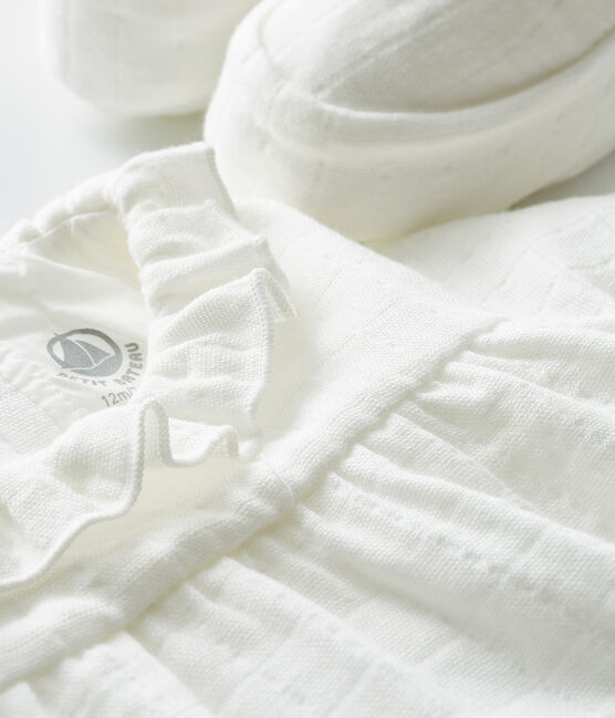 Ensemble combinaisons et chaussons bébé blanc MARSHMALLOW