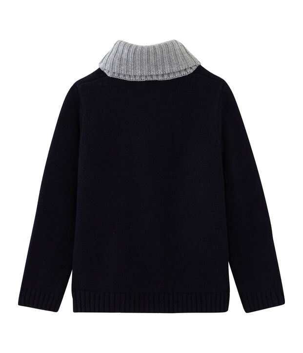 Cardigan tricot enfant gar&ccedil;on gris/bleu/marron