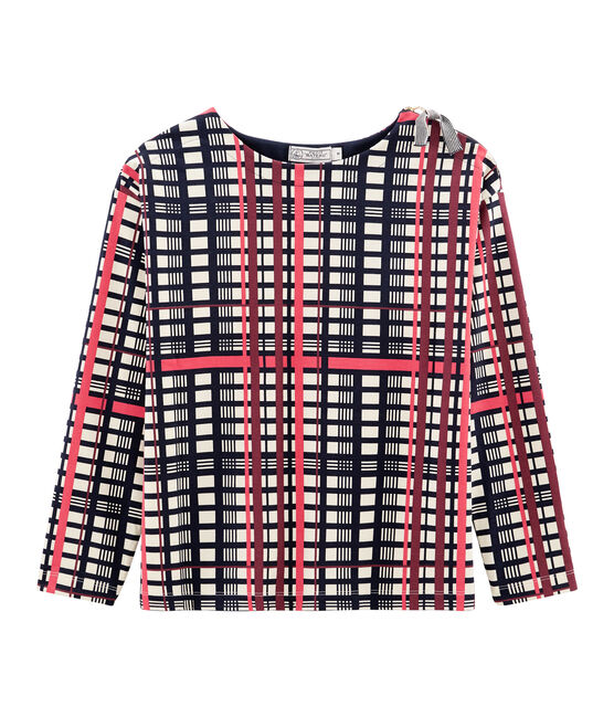 Marinière femme à carreaux beige COQUILLE/blanc MULTICO