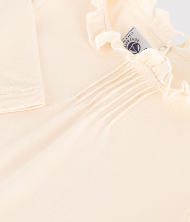 Tee-shirt manches longues en coton enfant fille &eacute;cru