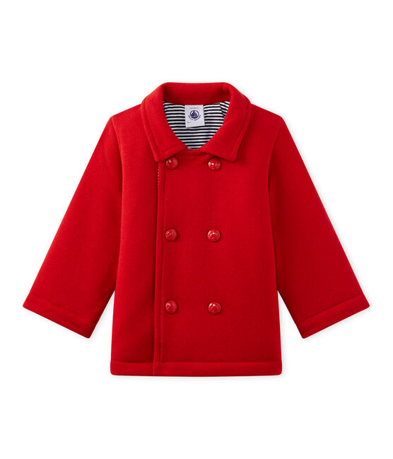 Caban bébé mixte en molleton rouge TERKUIT
