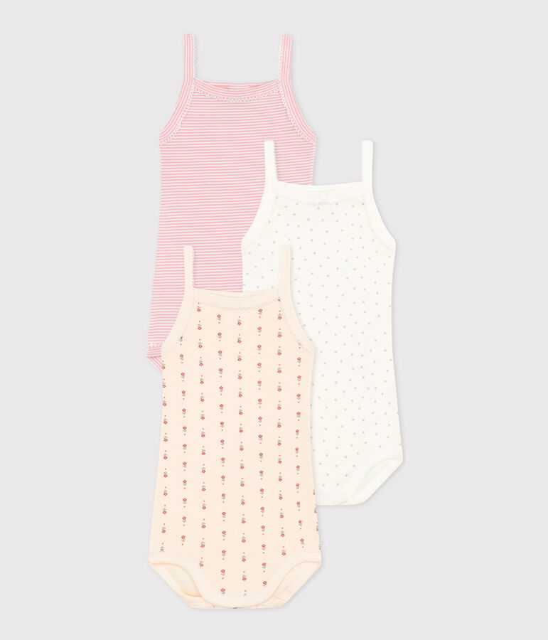 Lot de 3 bodies bretelles fleurs en coton b&eacute;b&eacute; variante 1