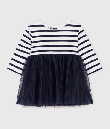 Robe bébé bi-matière manches longues à rayures