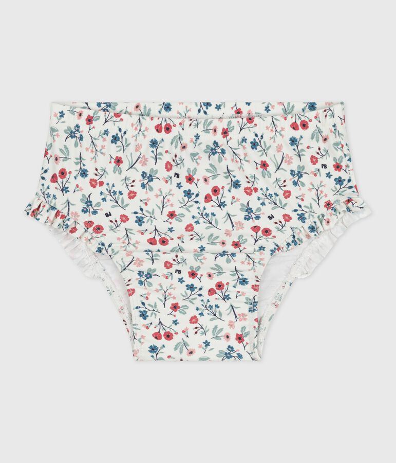 Culotte de bain b&eacute;b&eacute; &agrave; volants, imprim&eacute;e &agrave; fleurs blanc MARSHMALLOW/blanc MULTICO