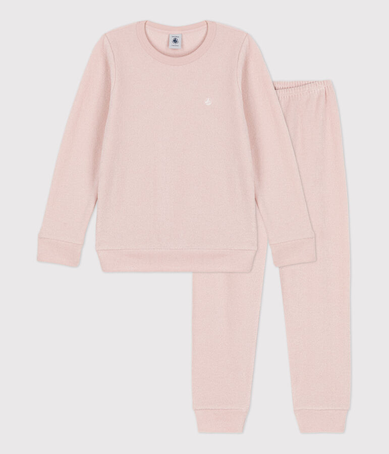 Pyjama en bouclette &eacute;ponge gratt&eacute;e enfant rose SALINE