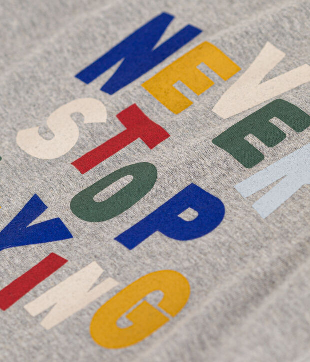 Tee-shirt imprim&eacute; en jersey l&eacute;ger enfant gar&ccedil;on gris