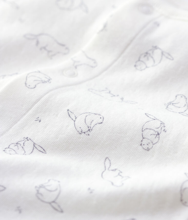 Combinaison longue imprim&eacute; marmottes b&eacute;b&eacute; en coton biologique blanc MARSHMALLOW/gris GRIS