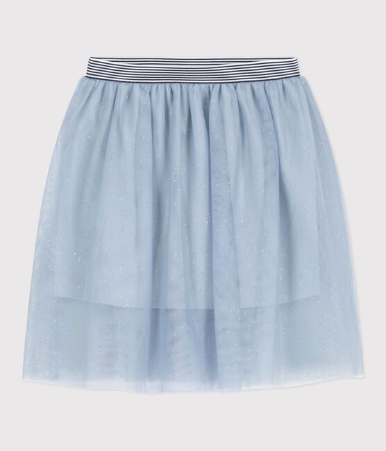 Jupe en tulle enfant unie pailletée bleu CO2/ ARGENT