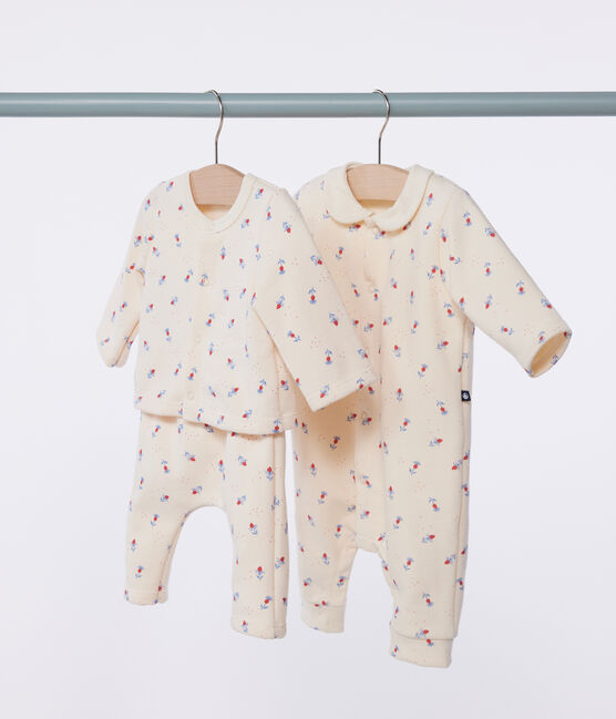 Combinaison bébé en coton à col, imprimé fleuri blanc AVALANCHE/ MULTICO