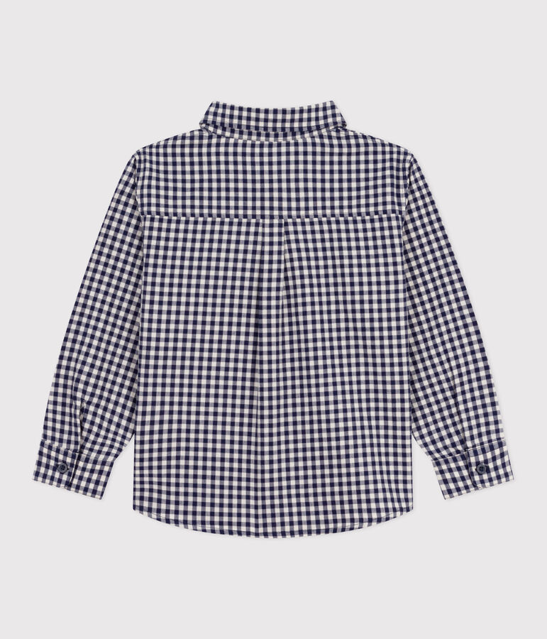 Chemise enfant en coton &agrave; carreaux bleu SOIR/ MILK