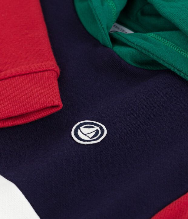 Sweatshirt &agrave; capuche enfant en coton colorblock bleu/multicouleur