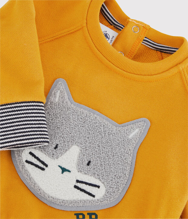 Sweatshirt en molleton b&eacute;b&eacute;. jaune