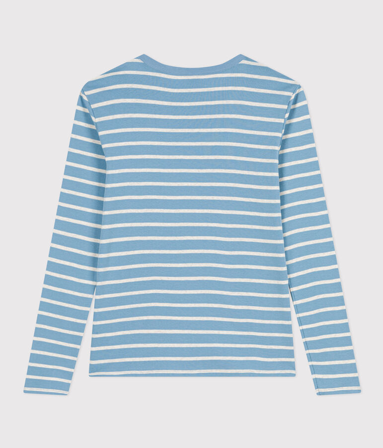 Tee-shirt L'ICONIQUE col rond en coton Femme bleu/beige